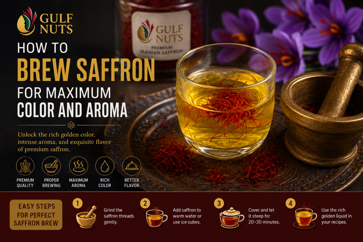 How to Brew Saffron for Maximum Color and Aroma | Gulf Nuts Premium Iranian Saffron